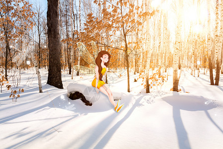 冬季森林仙子背景图片