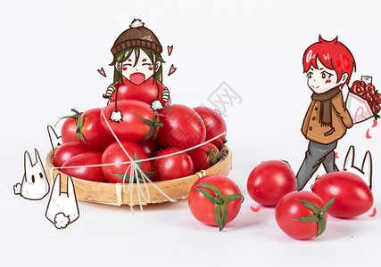 番茄卡通樱桃番茄插画