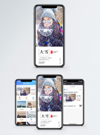 圣诞雪花大雪节气手机海报配图模板