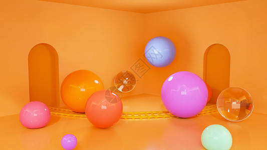 蛋黄流心球抽象展示空间设计图片