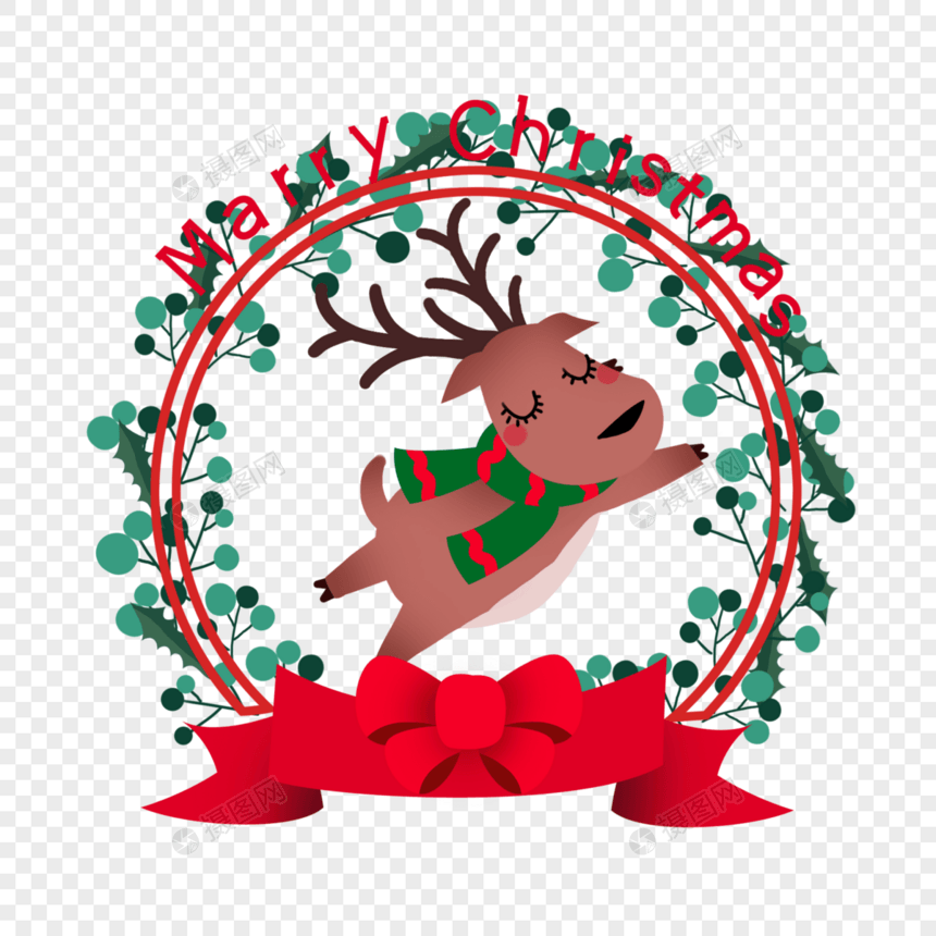 圣诞麋鹿花环边框装饰图片