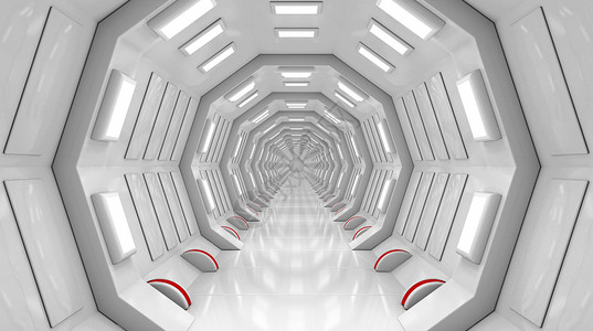科幻太空舱内部科幻空间通道设计图片