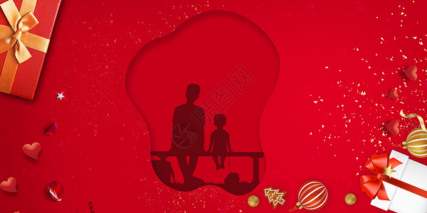 礼物盒和孩子感恩节背景设计图片
