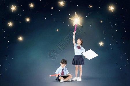 儿童阅读区点缀星空的小孩设计图片