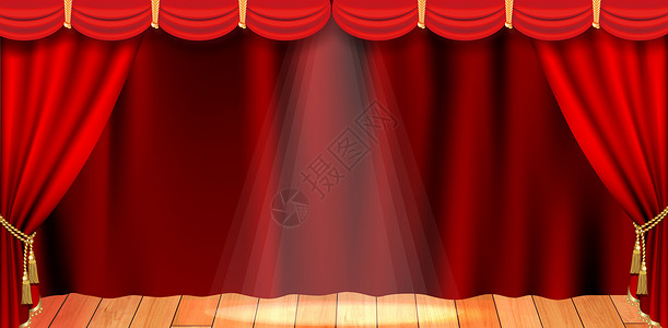 大气红绸舞台幕布场景设计图片