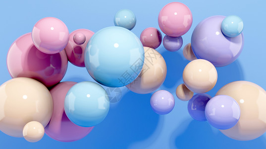 立体彩色小球抽象空间场景设计图片