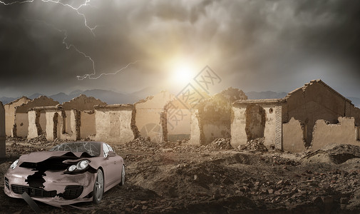 战争废墟背景图片