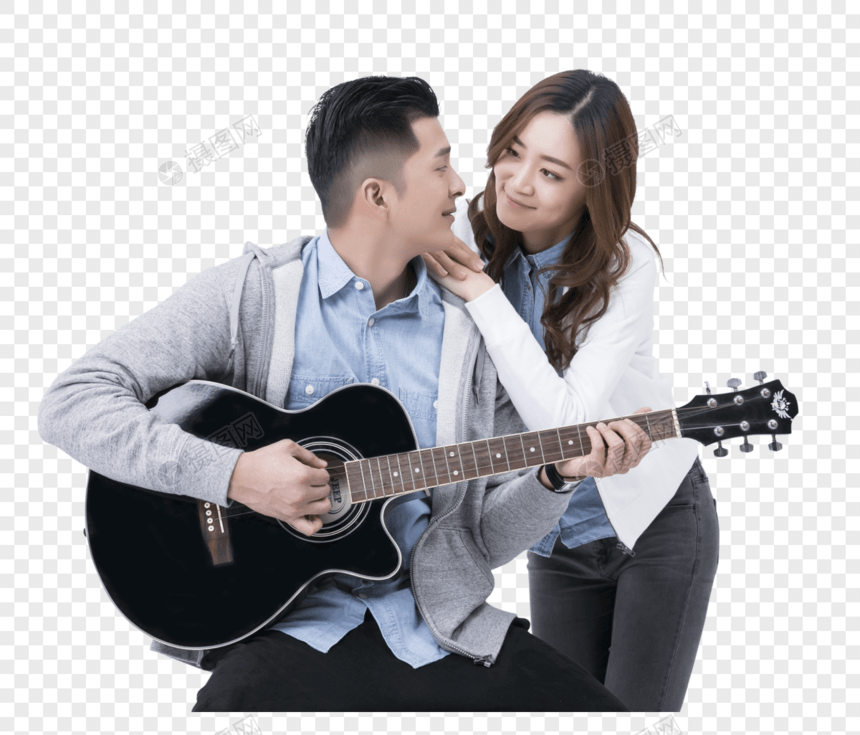 情侣一起弹吉他图片