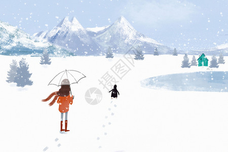 冬季插画南极雪地高清图片