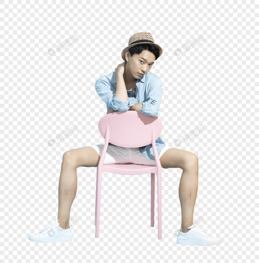 坐着的青年男性图片