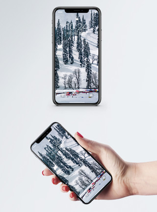 北海山口红树林冬日雪景手机壁纸模板