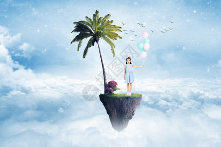 巴厘岛蓝梦岛儿童梦幻背景设计图片