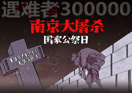 南京大屠杀国家公祭日漫画背景图片