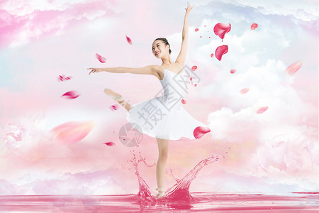 花瓣裙芭蕾舞者设计图片