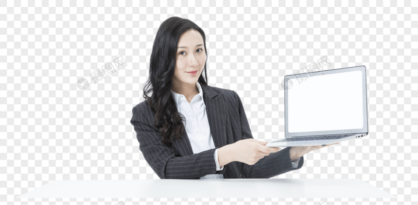 商务女性办公笔记本电脑展示图片