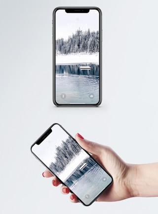雪地树木冬天雪景手机壁纸模板