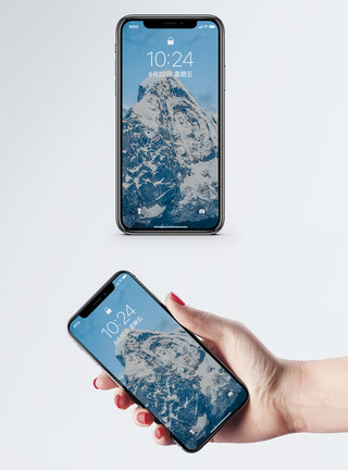 白云图雪山风景手机壁纸模板