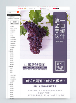 新鲜葡萄详情页新鲜葡萄水果促销淘宝详情页模板