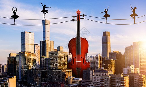小提琴培训超现实主义设计图片