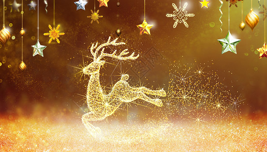 初雪与麋鹿圣诞节设计图片