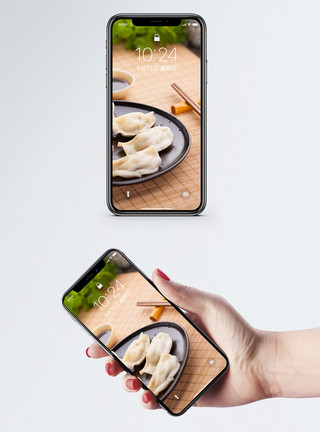 面食展架美味饺子手机壁纸模板