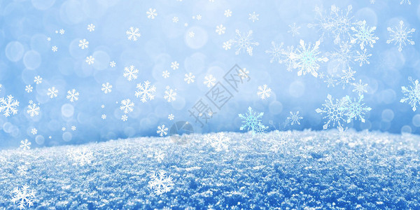 冬季漂浮蓝色雪冬天雪花设计图片