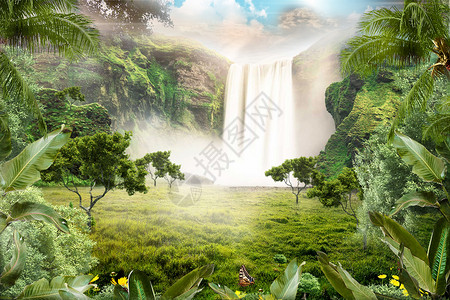 中国瀑布梦幻森林设计图片