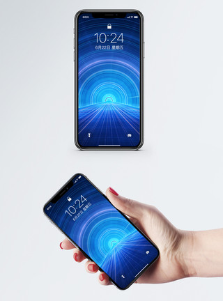蓝色闪耀光芒蓝色科技通道手机壁纸模板