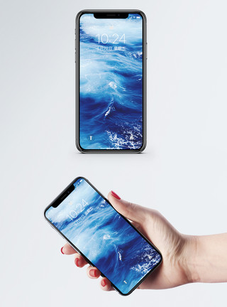 蓝色和白色海浪手机壁纸模板