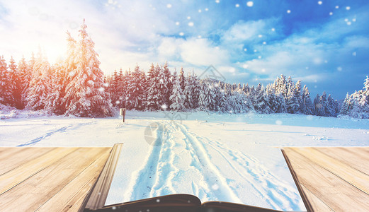 唯美冬天景色创意冬季雪景设计图片