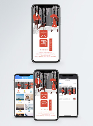 圣诞雪花大雪24节气手机海报配图模板