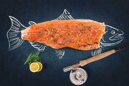 海鲜特产创意三文鱼设计图片