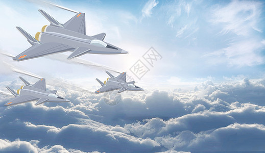 上空的美国战机在天空中行动飞行战机设计图片