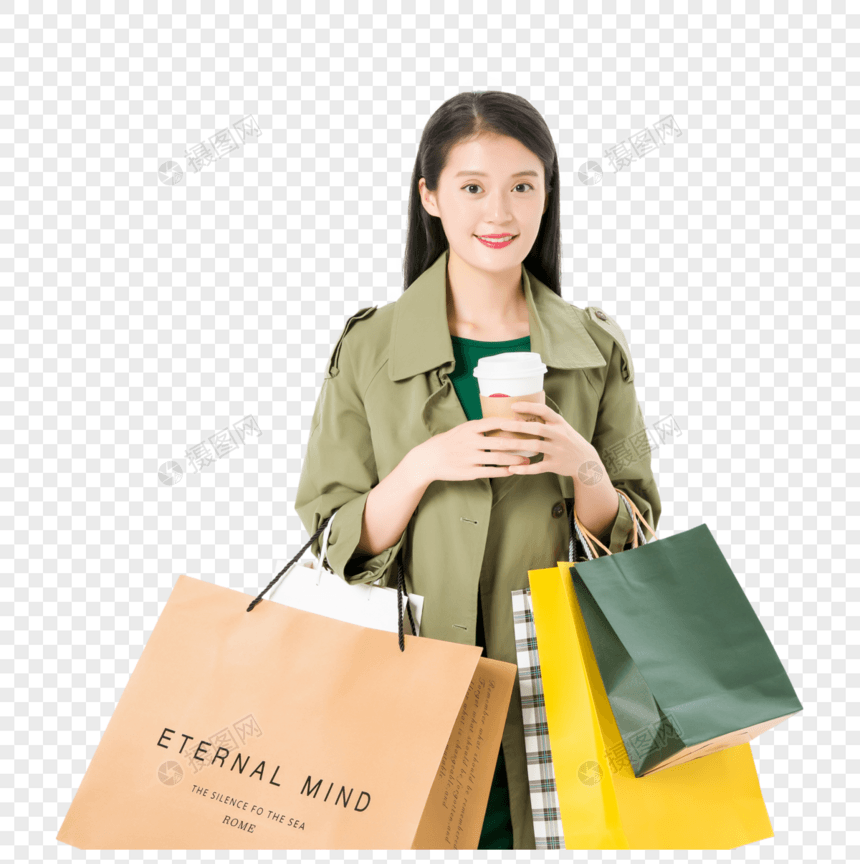 青春女性购物图片