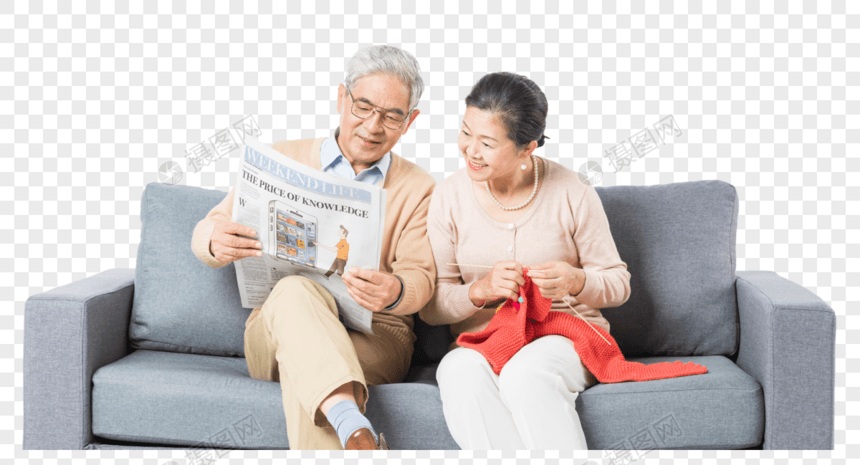 恩爱老年夫妻看报纸图片