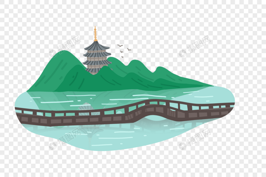 杭州西湖地标建筑图片