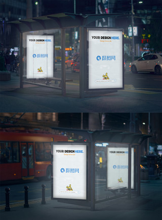 BRT公交站公交站广告牌样机模板