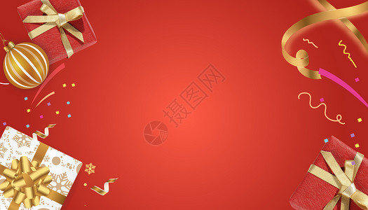 红色彩带圣诞节圣诞节礼物设计图片