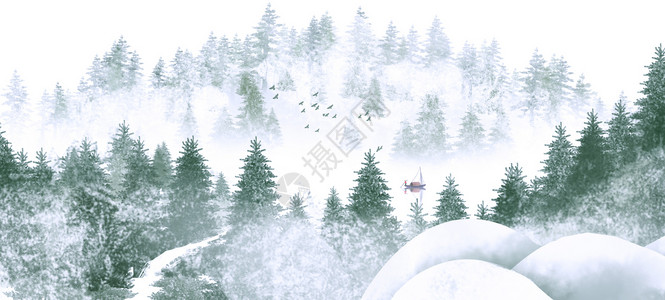 雷人冬季雪景插画