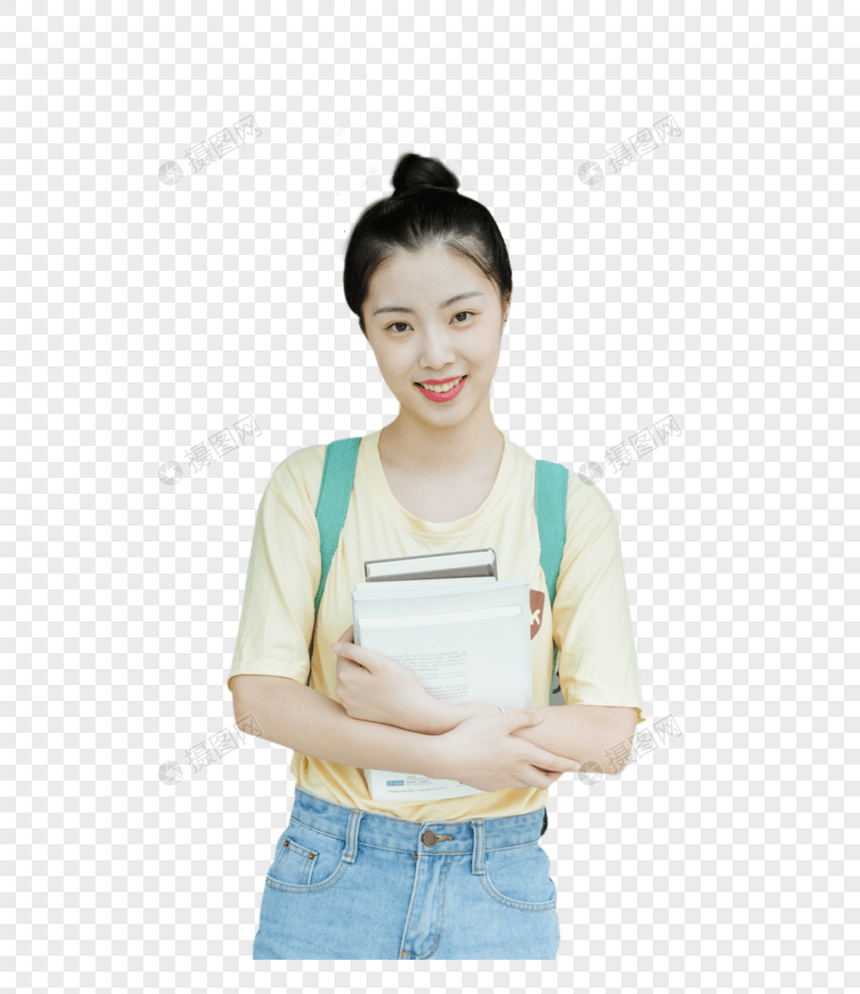 抱着书本的女生图片