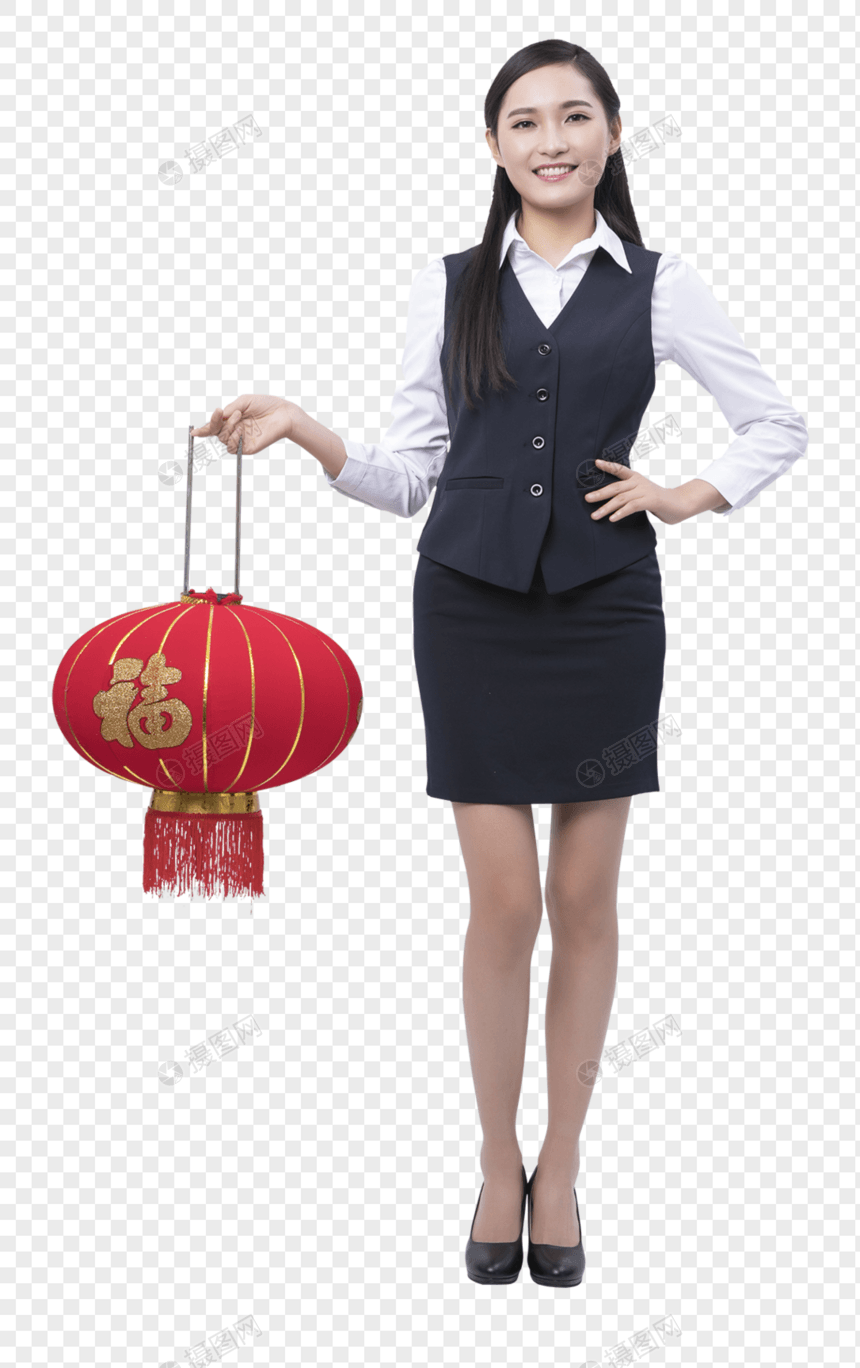 手拿灯笼的职业女性图片