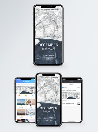 旅行冬天你好十二月手机海报配图模板