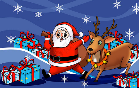 圣诞节之圣诞老人和麋鹿图片