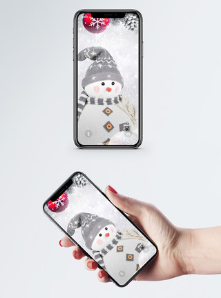 冬季装饰圣诞雪人手机壁纸模板