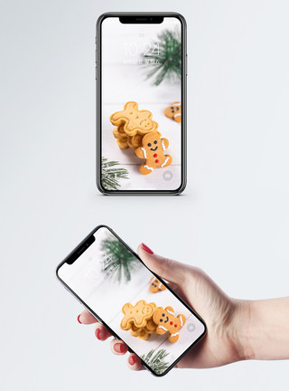 人屏圣诞姜饼手机壁纸模板