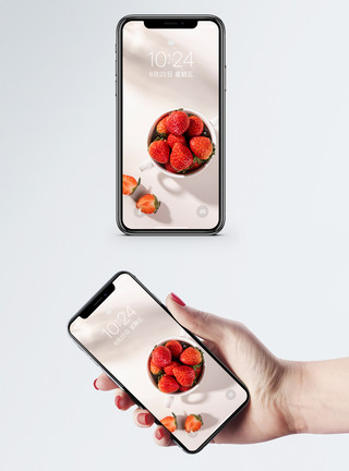 美食促销新鲜草莓手机壁纸模板