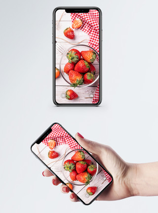田园文艺草莓手机壁纸模板