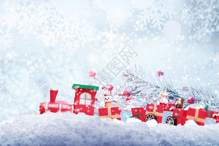 下雪火车圣诞设计图片