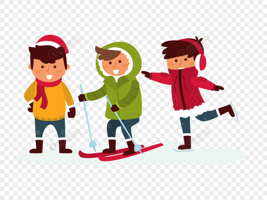 一起滑雪的孩子图片