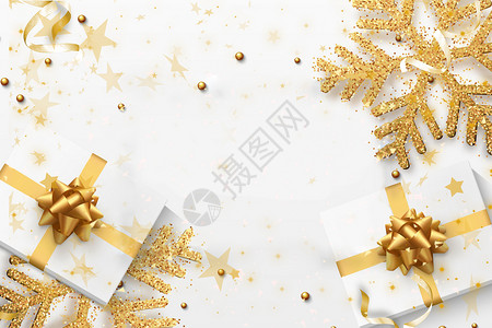 金色装饰丝带圣诞背景设计图片